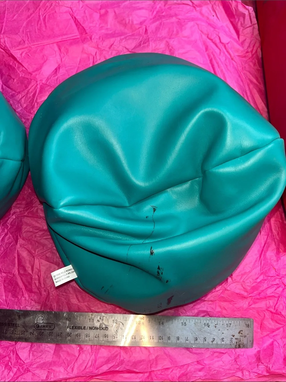 vintage 1998 Wild Works Inc. doll bean bag chair - Pair in Teal